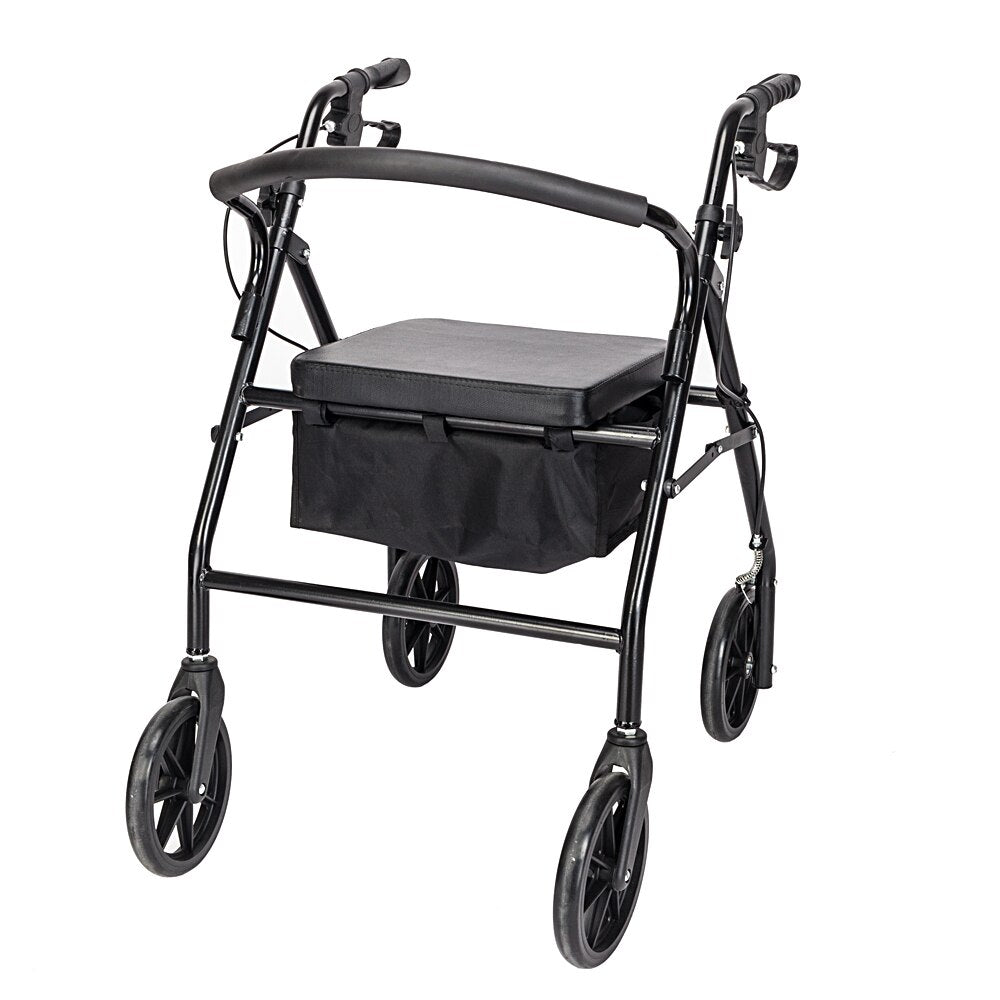 Steel Rollator Walker with Seat and Removable Back Support, Rolling Walkers for Seniors