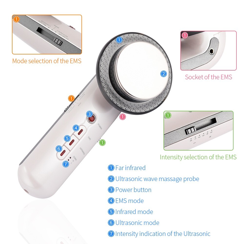 3-IN-1 Ultrasonic Cavitation Machine, EMS Fat Burner, Infrared Body Slimming Massager